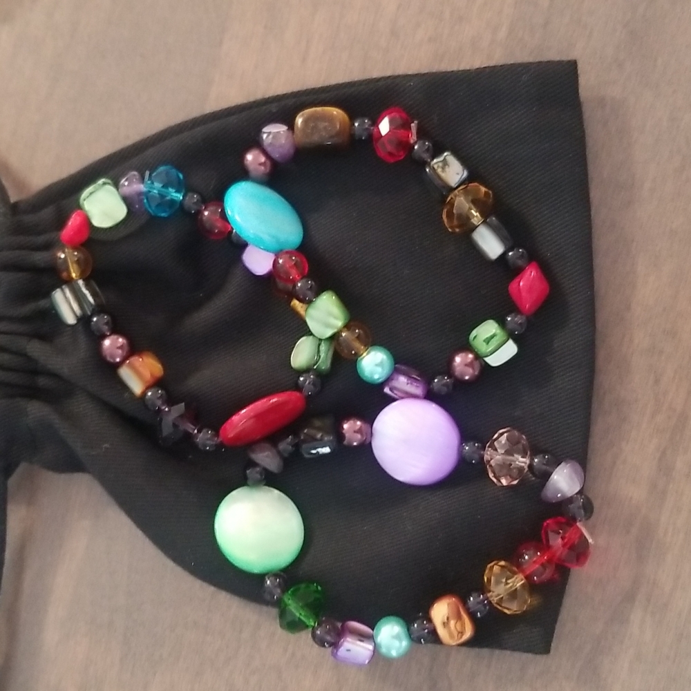 3 elastic beaded bracelets